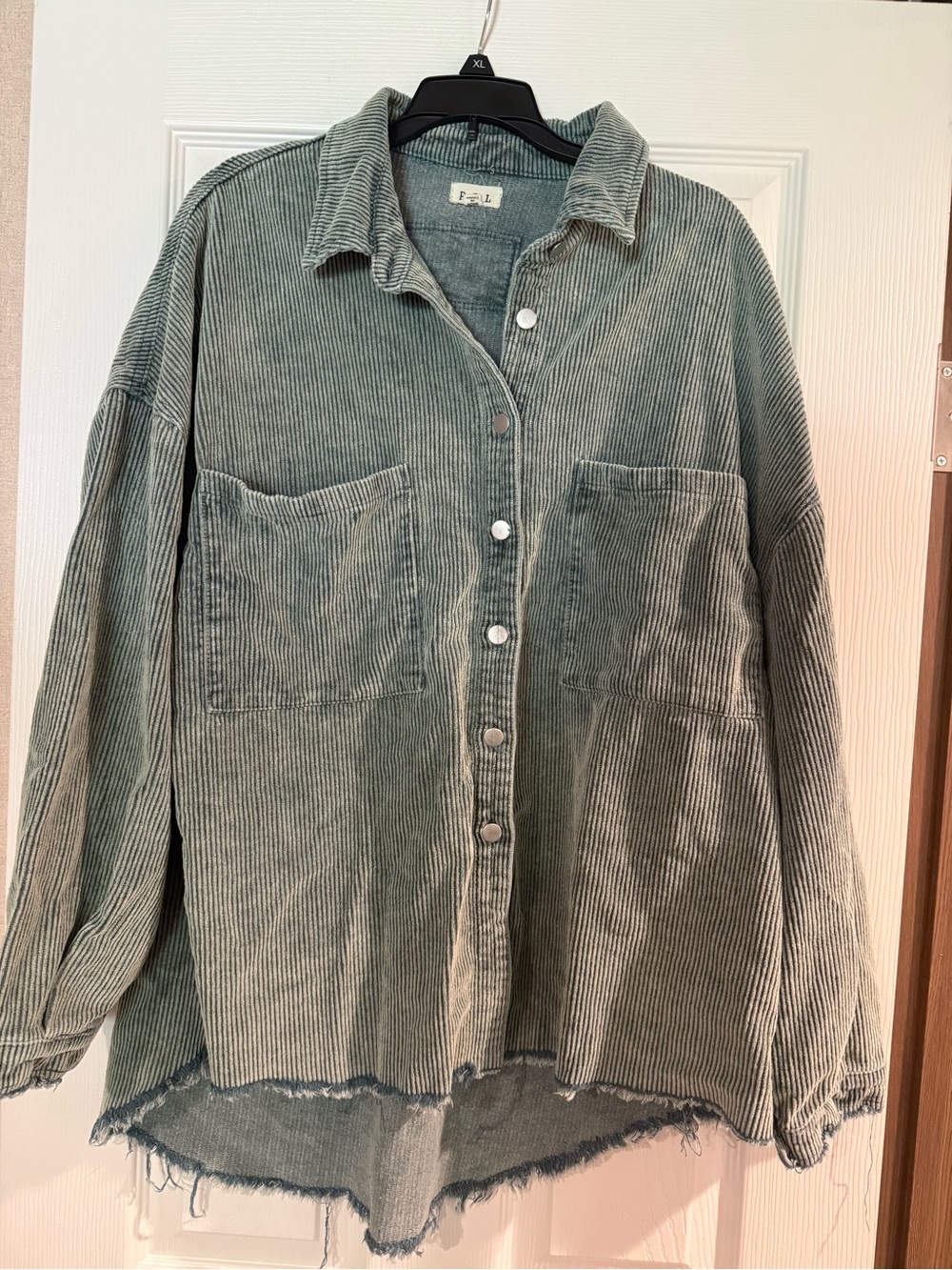 POL Women's Washed Sage Green Corduroy Button-Down Shirt